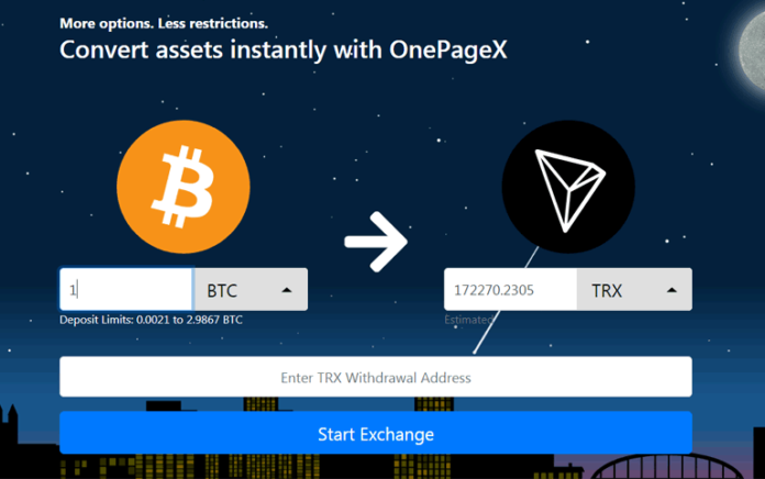 وان پیچ اکس (OnePageX): تبدیل سریع و کم هزینه ارزهای دیجیتال