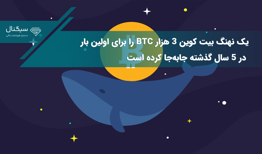 یک نهنگ بیت کوین ۳ هزار BTC را برای اولین بار در ۵ سال گذشته جابه‌جا کرده است