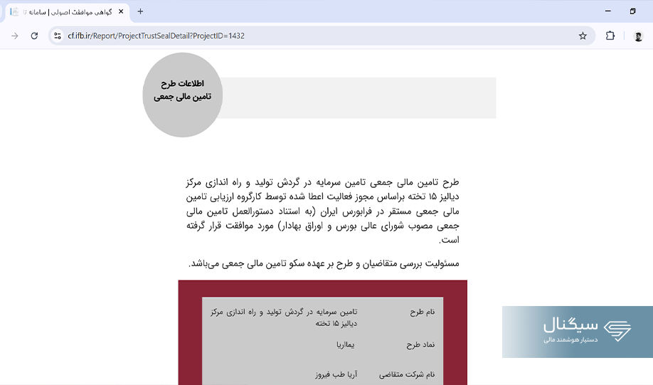 اطلاعات طرح در صفحه اصلی
